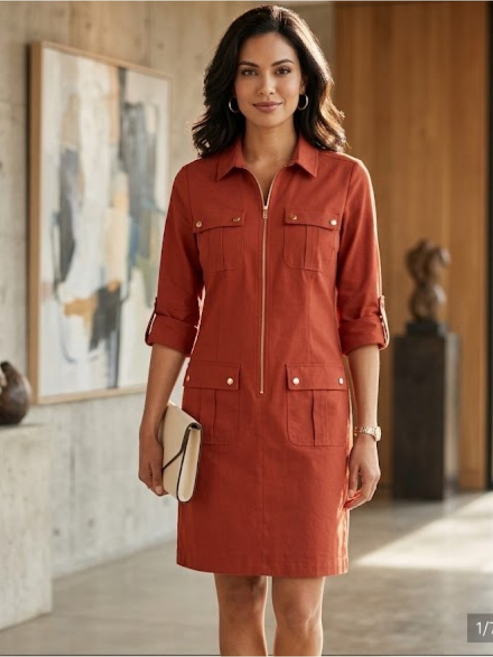 Sharagano Rust-Red Dress Top
